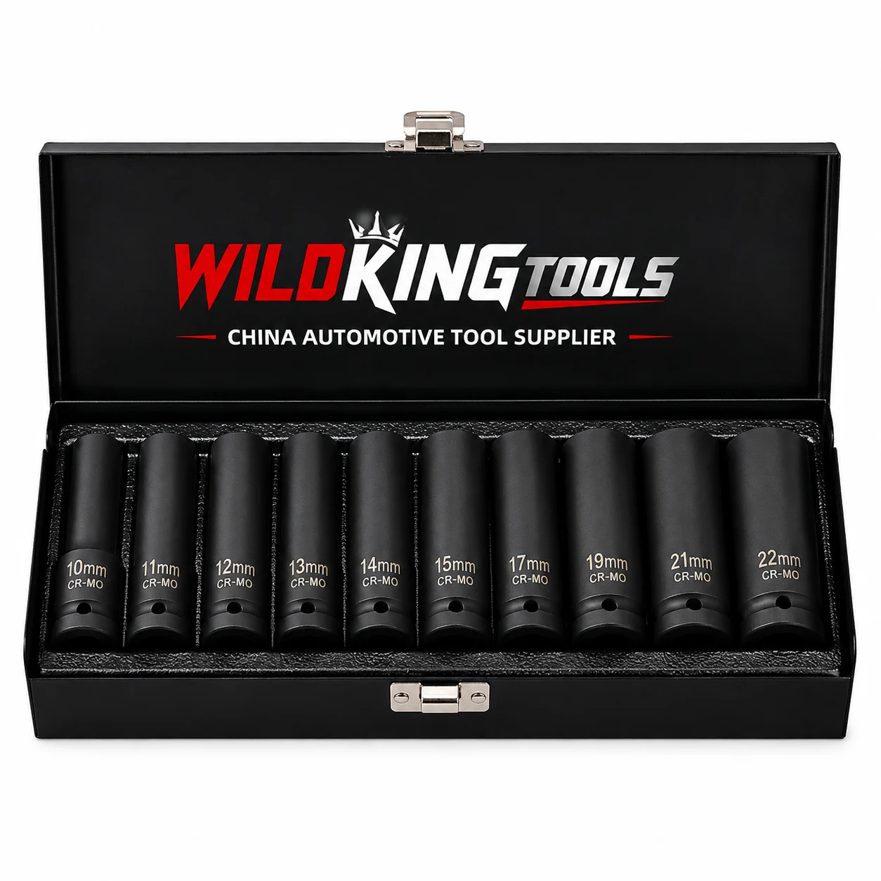 10-Piece 12 Inch Drive Deep Impact Socket Set 8mm-24mm Metric Automotive Repair Sockets