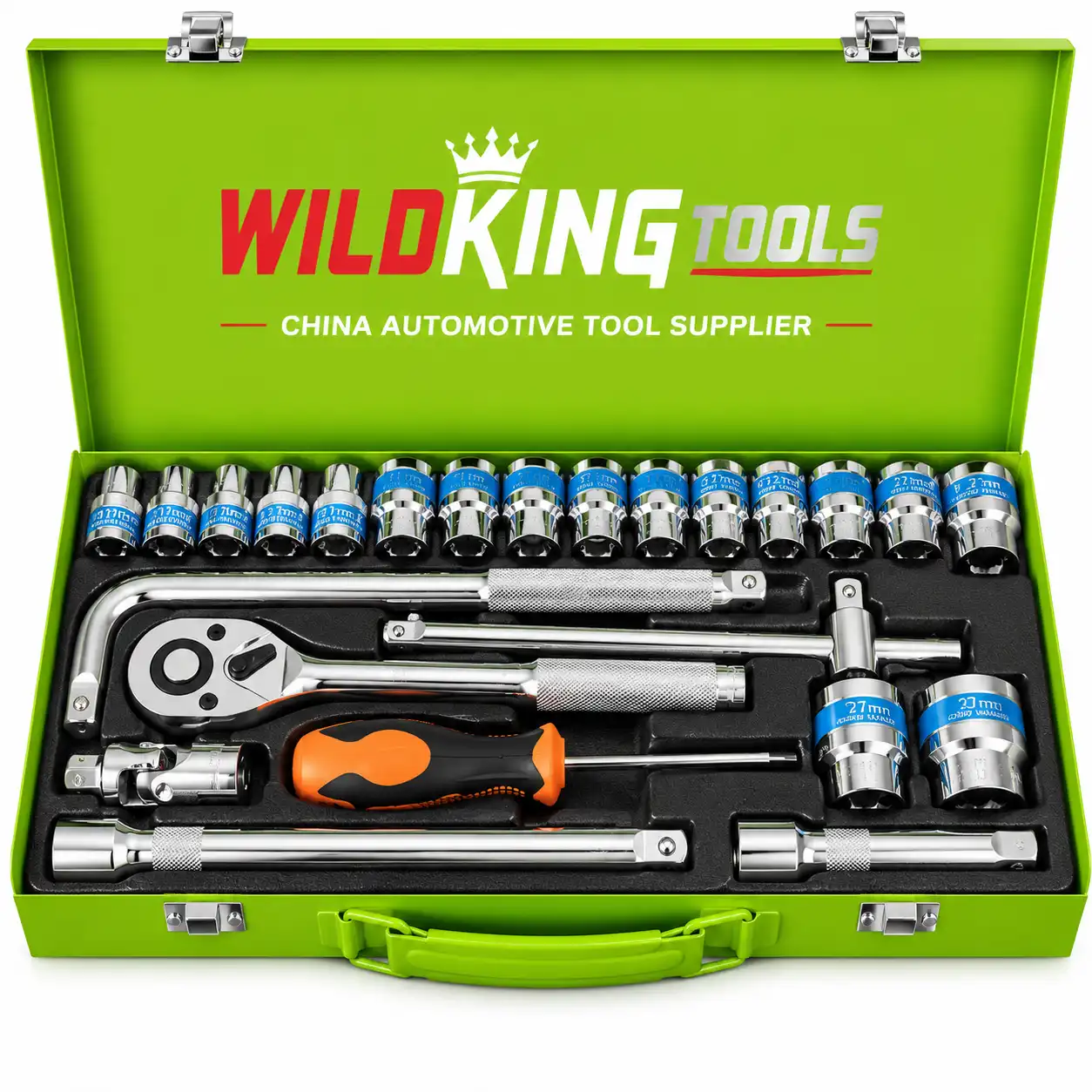 24PCS 12 Inch Drive Socket Set with Sliding Bar Chrome Vanadium Steel Automotive Tool Kit