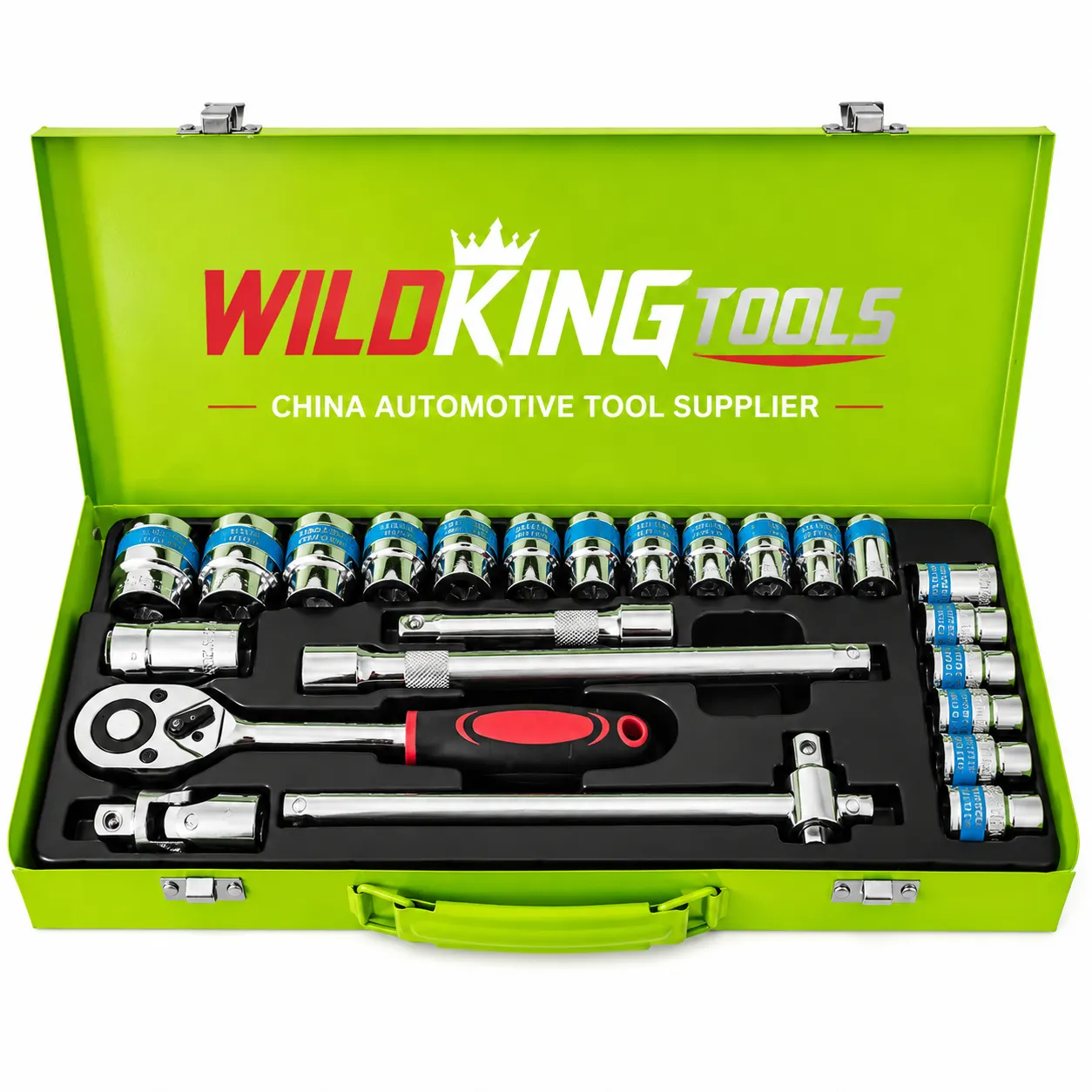 24PCS 12 Inch Drive Socket Set with Sliding Bar Chrome Vanadium Steel Hand Tool Kit