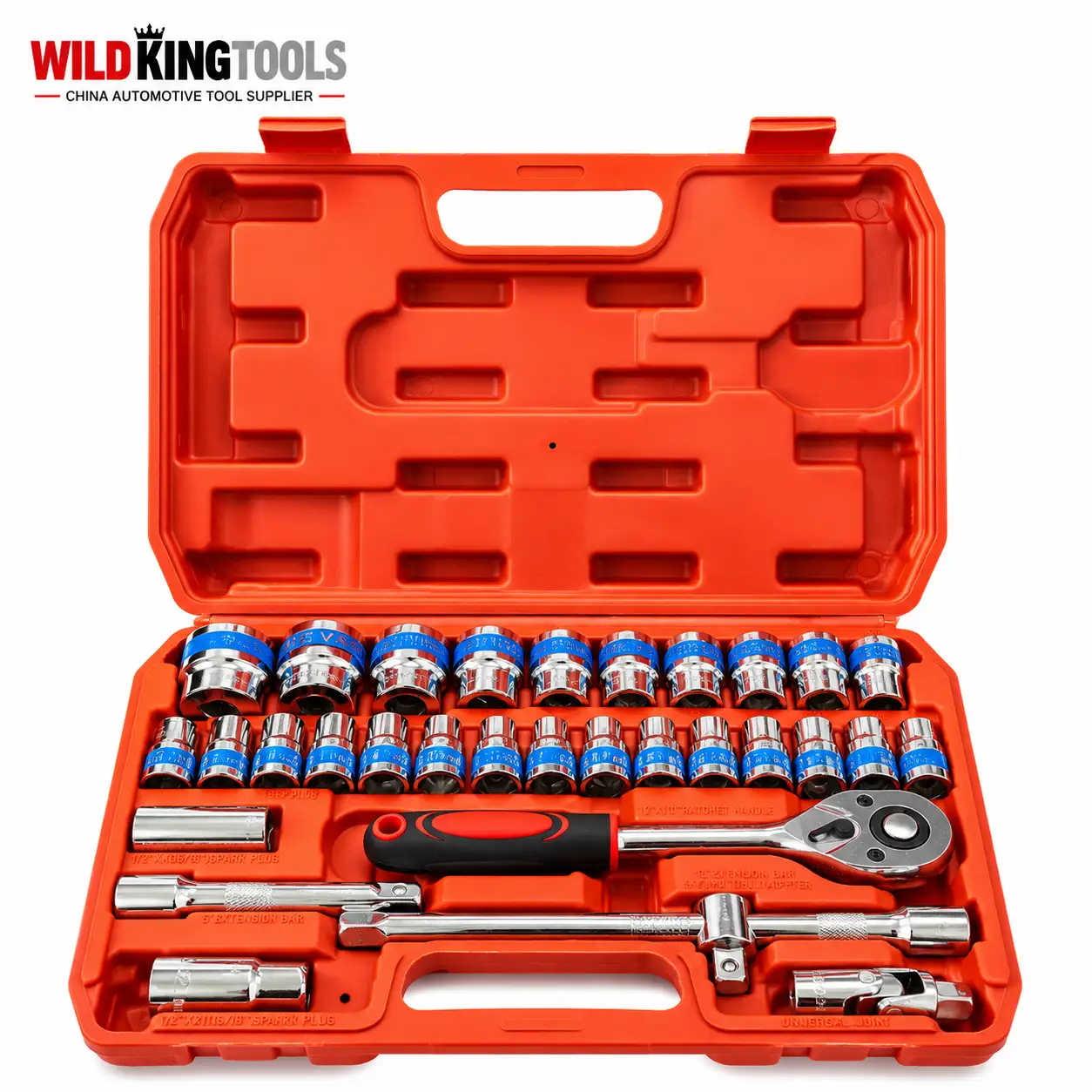 32PCS 12 Inch Drive Socket Set Chrome Vanadium Steel Automotive Repair Tool Kit
