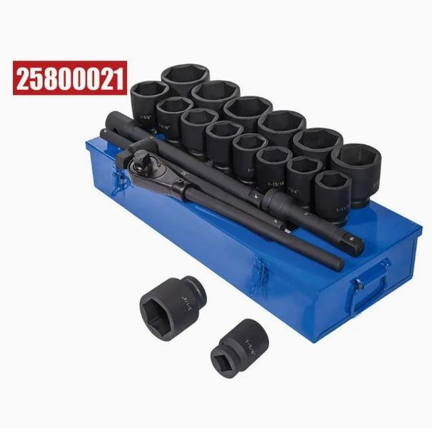 21PCS 1 Inch Drive SAE Jumbo Impact Socket Set